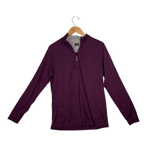 Left Coast Tee Maroon Long Sleeve Lightweight Quarter Zip Pullover Size Medium - Picture 1 of 7